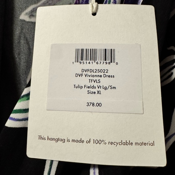 Diane Von Furstenberg Vivienne Black and Purple Floral Midi Dress, Size XL, NWT - Picture 11 of 11